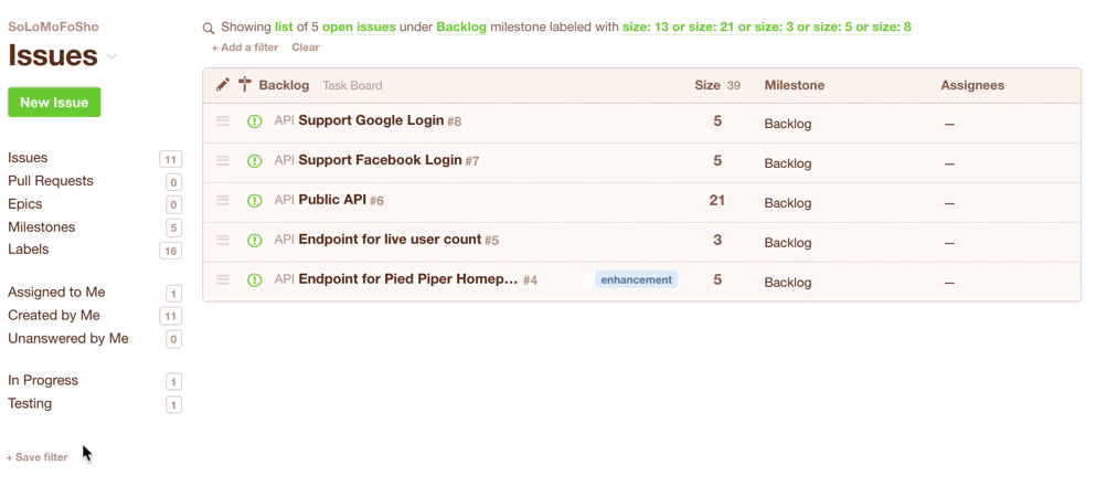 Sprint Planning with GitHub issues
